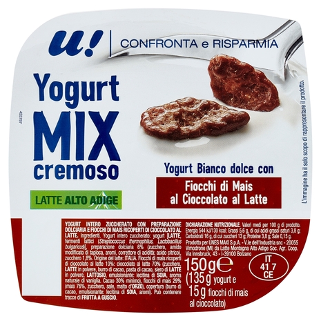 Yogurt Mix Cremoso con Fiocchi di Mais al Cioccolato al Latte U! Confronta e Risparmia